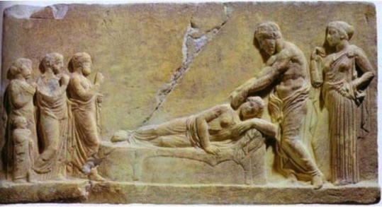 Ancient Greek tablet showing manual therapy
